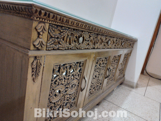 Decorated living room side cabinet